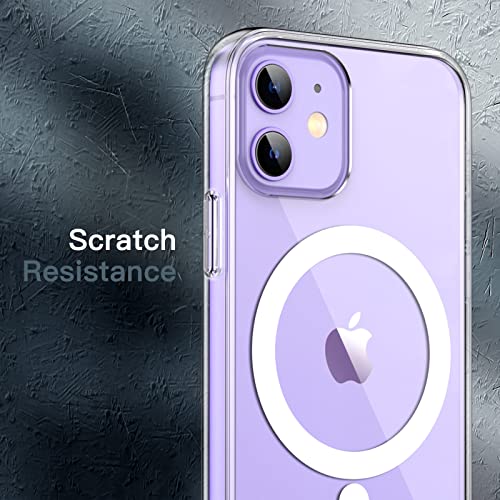 JETech Funda Magnética para iPhone 12/12 Pro 6,1 Pulgadas Compatible con MagSafe Carga Inalámbrica, Carcasa Antigolpes, Parte Trasera Transparente Anti-Arañazos (Transparente)